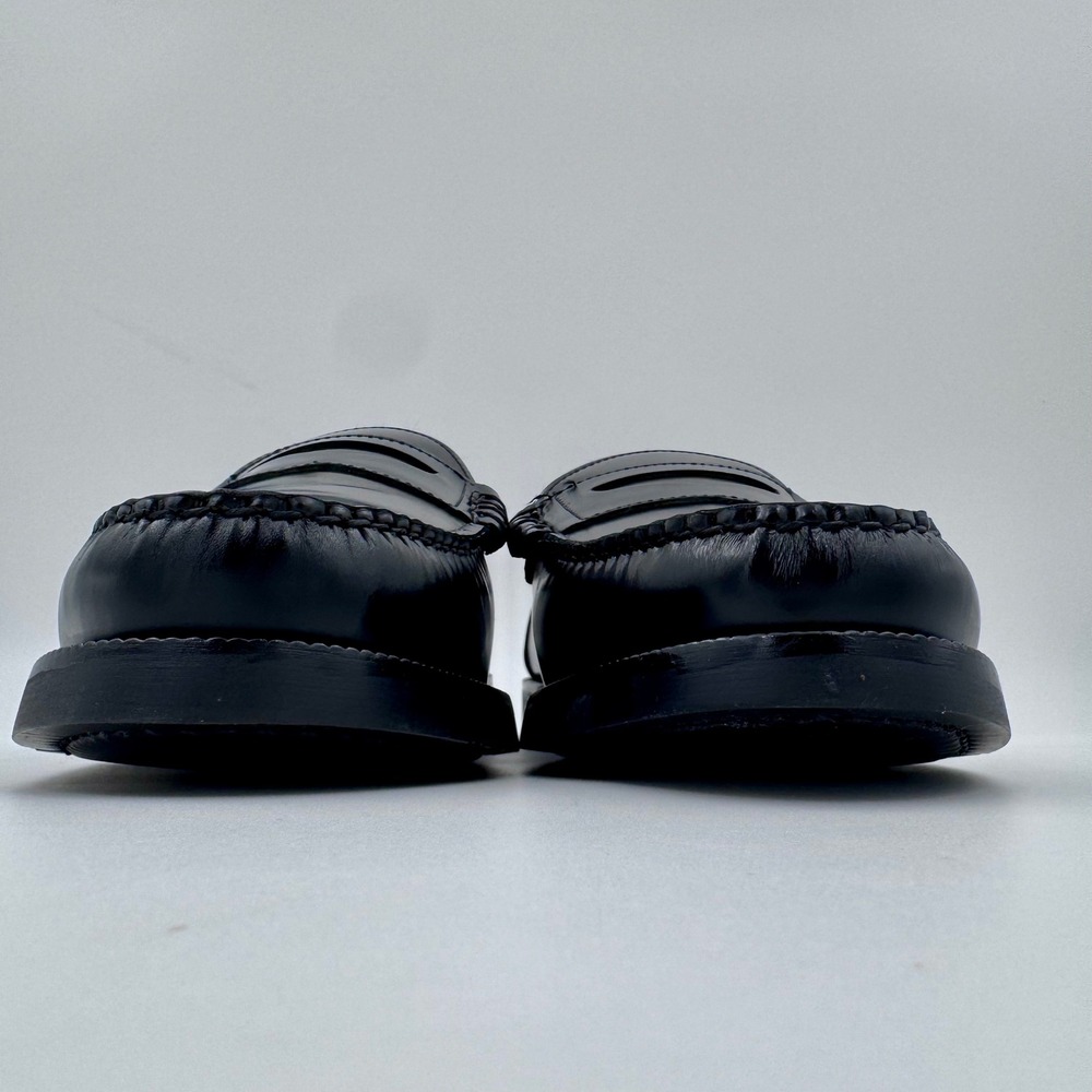 NWT Hamilton Men 12 Black Pig Leather Penny Loafers Handmade Moc Toe Dress Shoes - Picture 5 of 10